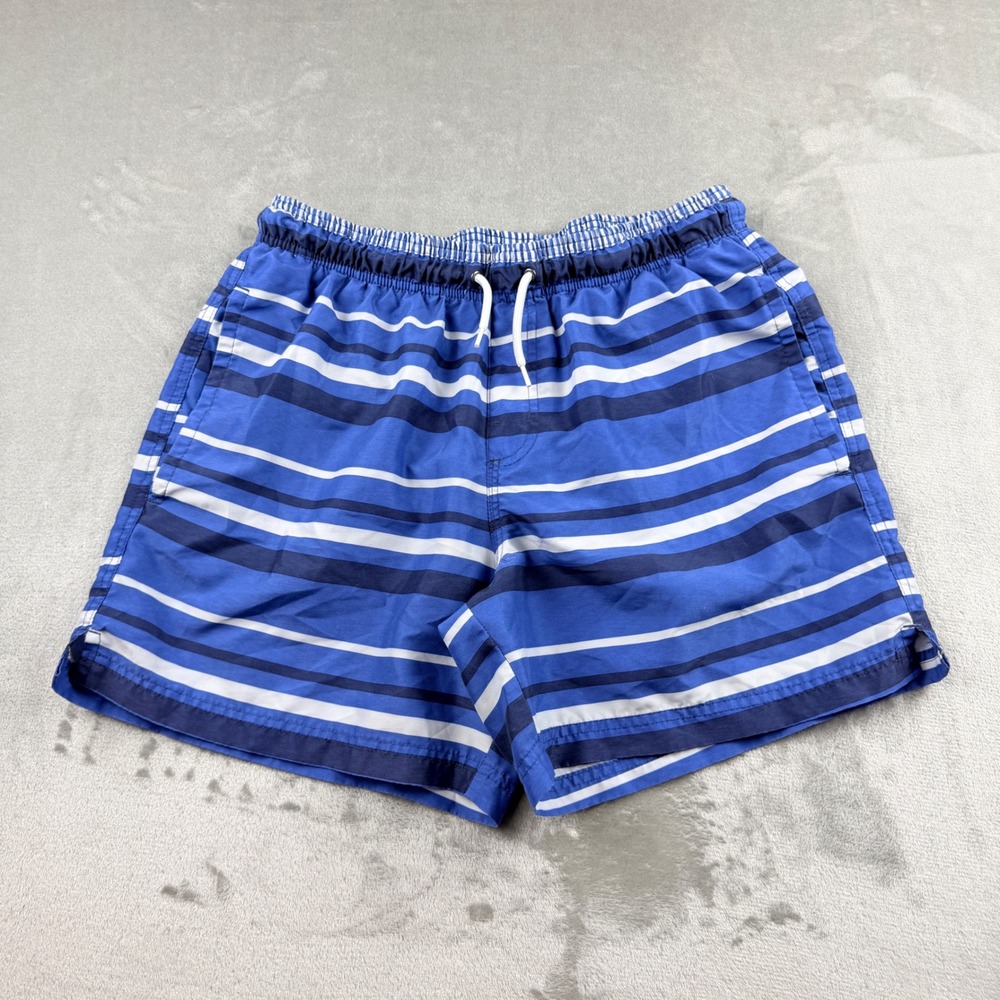 Livergy Men's Blue White Striped Swim Trunks Size Medium Board‎ Shorts Beachwear